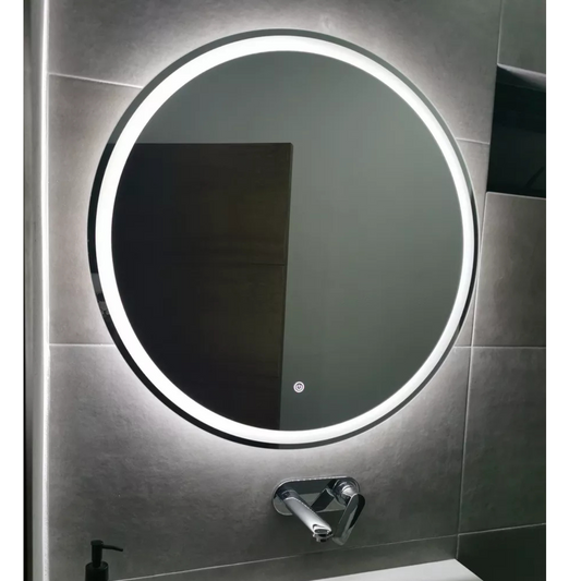 Espejo Circular marco esmerilado Con Luz Led + Dimmer 50 cm herrashop