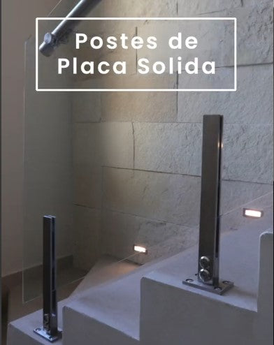 Poste de Placa Sólida Para Barandal De Cristal