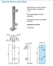 Miniposte Satin Nuevo León 25cm Herralum Para Barandales De Cristal Templado