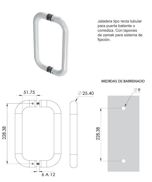 Jaladera Recta Para Puerta Abatible ó Corrediza herralum