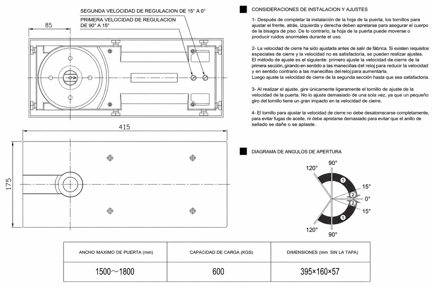 Bisagra Hidráulica Herralum para Puertas de 600 kilos