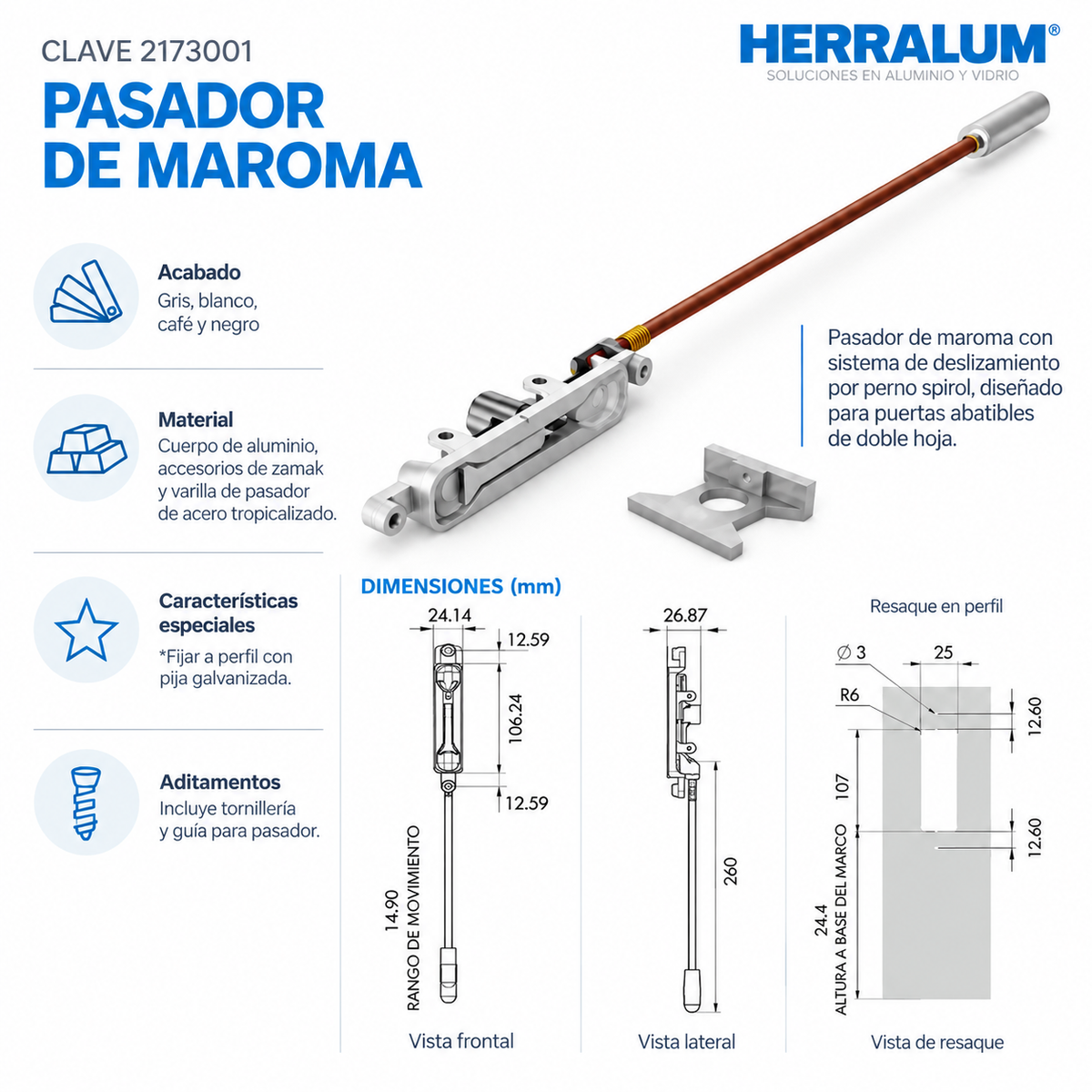 Pasador Maroma Herralum SKU 2173001