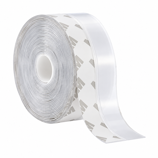 Cinta Selladora de Silicona Transparente Autoadhesiva 35 mm x 5 m, Sellapolvo para Puertas, Ventanas, Canceles y Traslapes