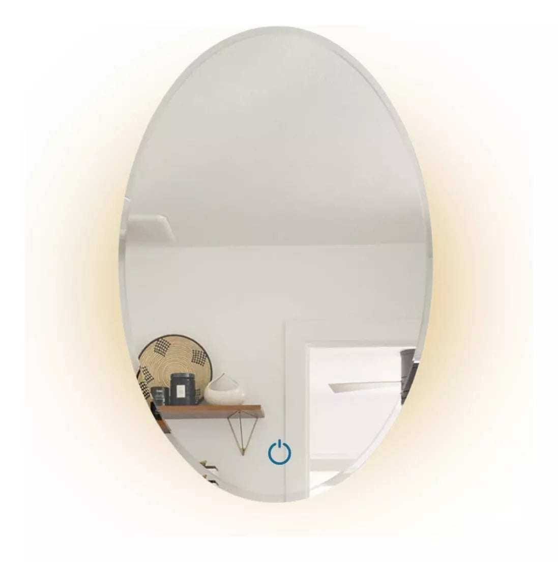 Espejo ovalado con biselado y luces led traseras 60x80 cm herrashop