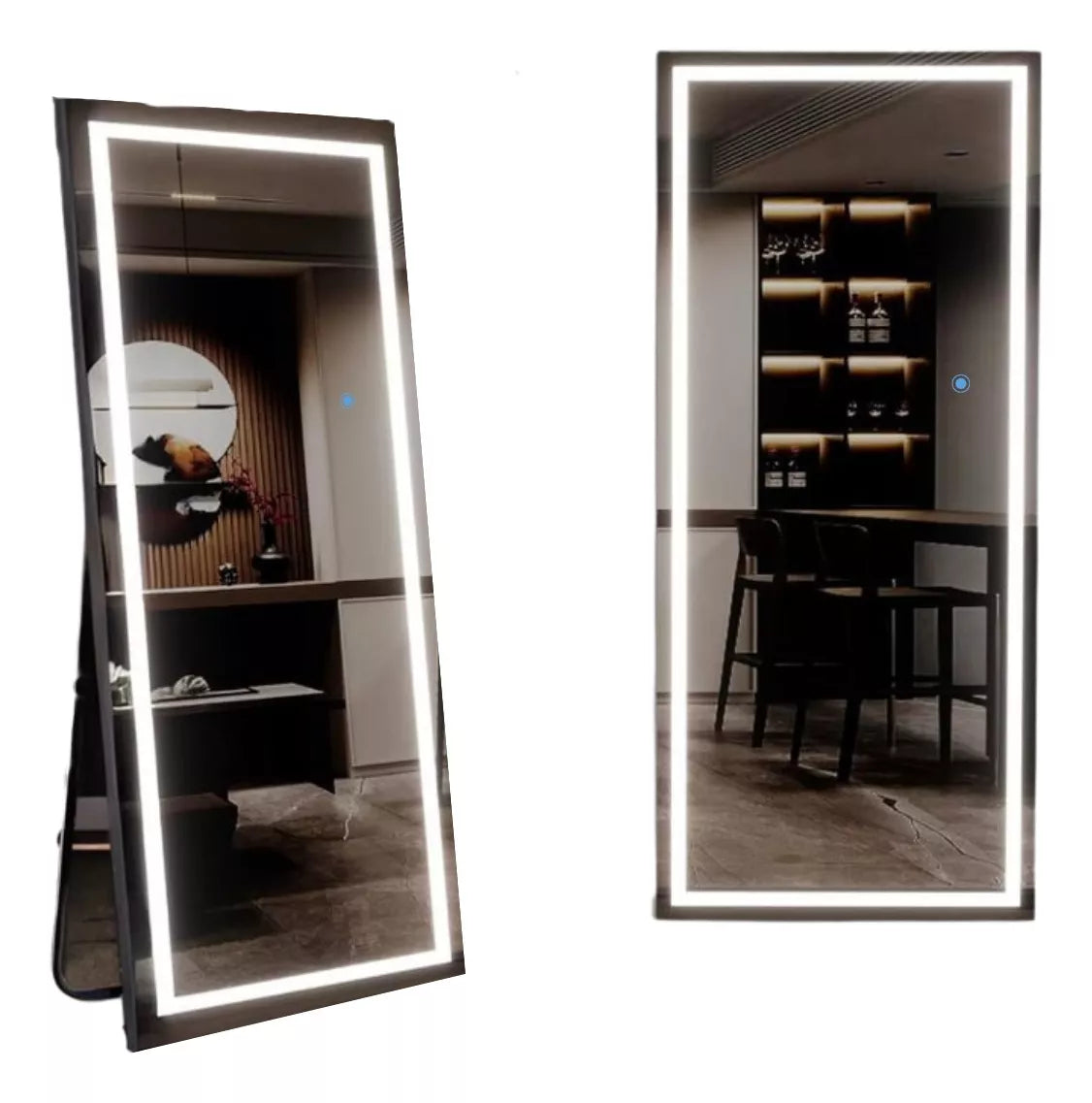 Espejo marco arenado con base 3 tonos de luz 170x60 cm herrashop