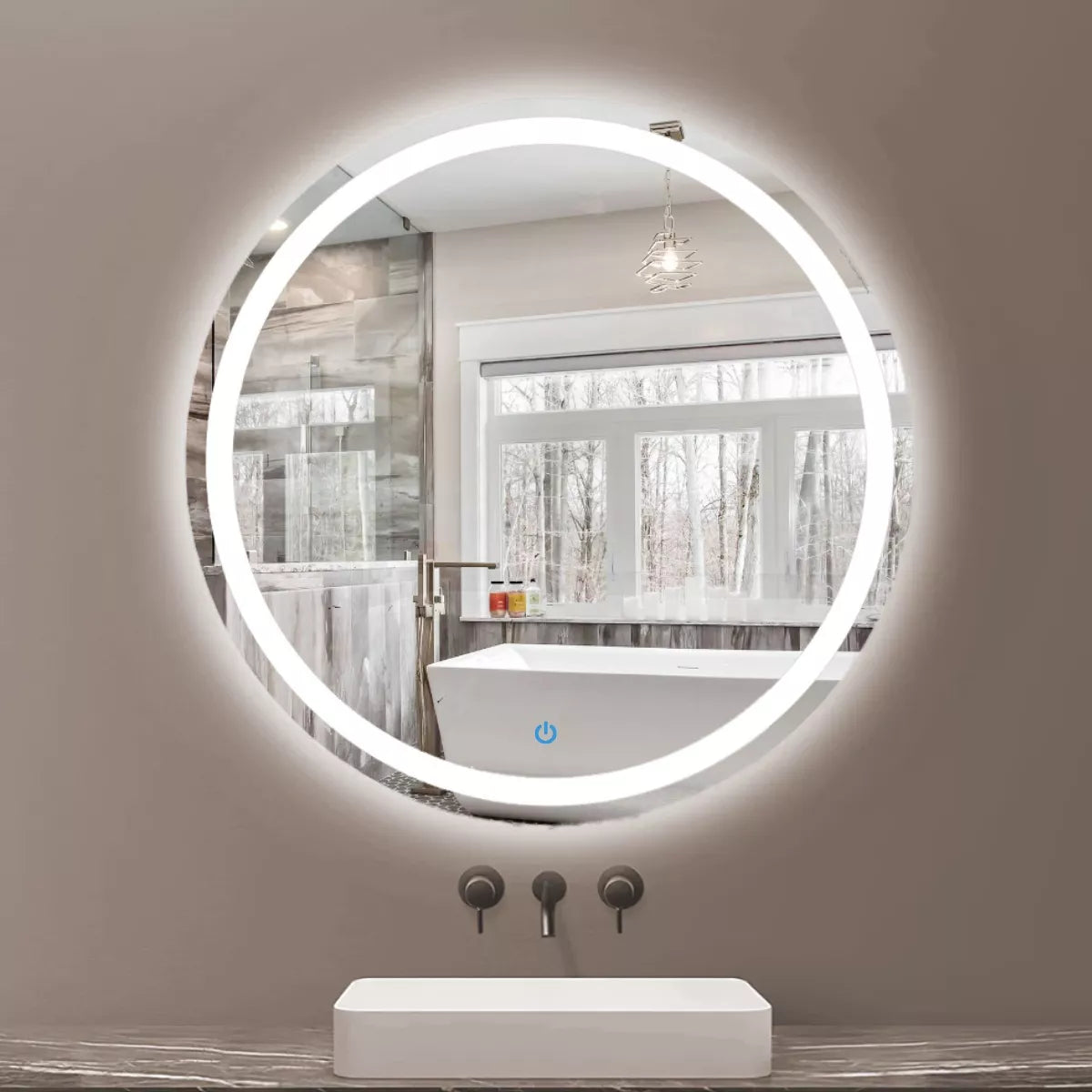 Decorative Luxury Circular Mirror With Led Light + Dimmer 80 cm