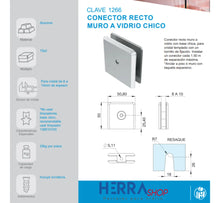 Conector Recto Muro a Vidrio Para Cristal Templado herralum