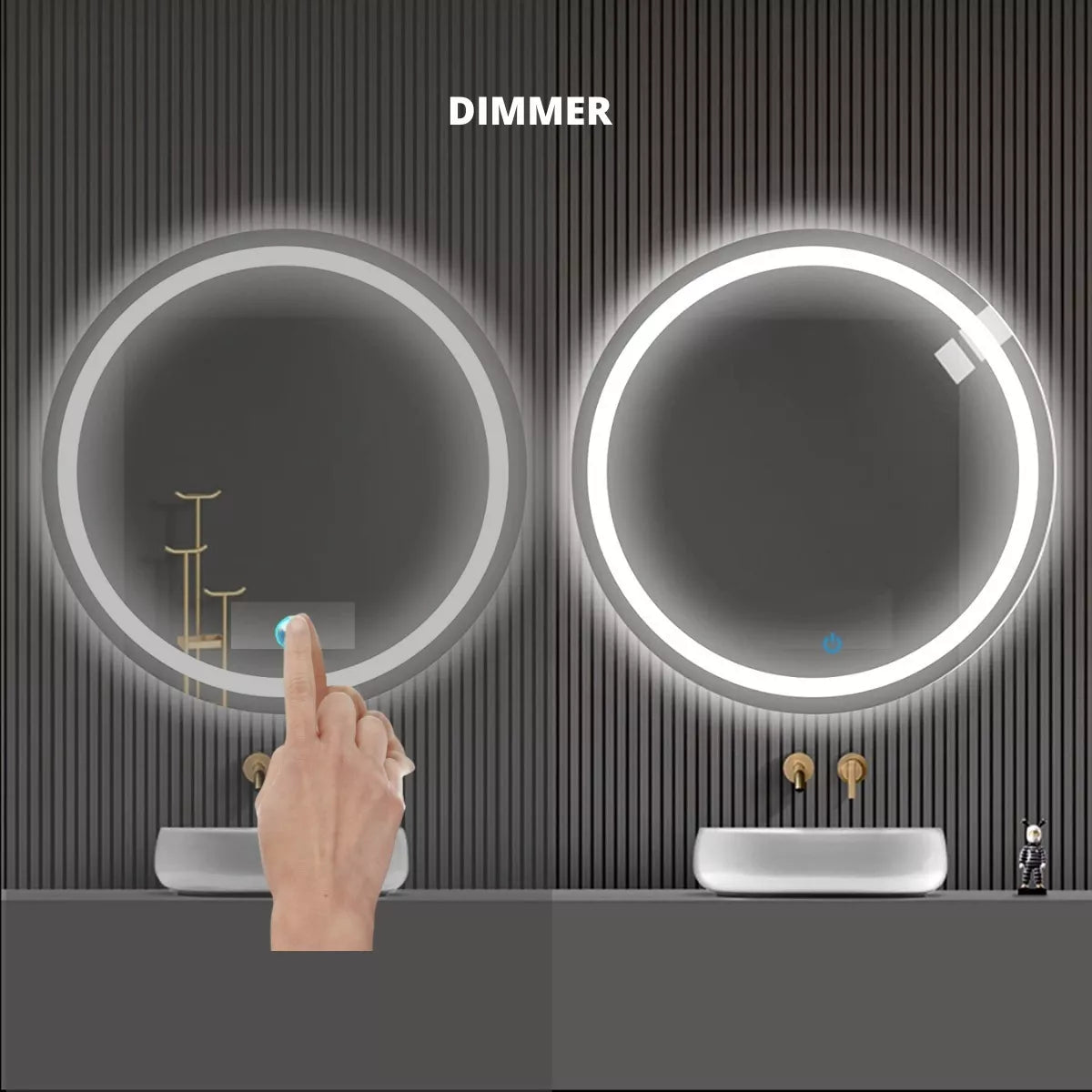 Decorative Luxury Circular Mirror With Led Light + Dimmer 80 cm