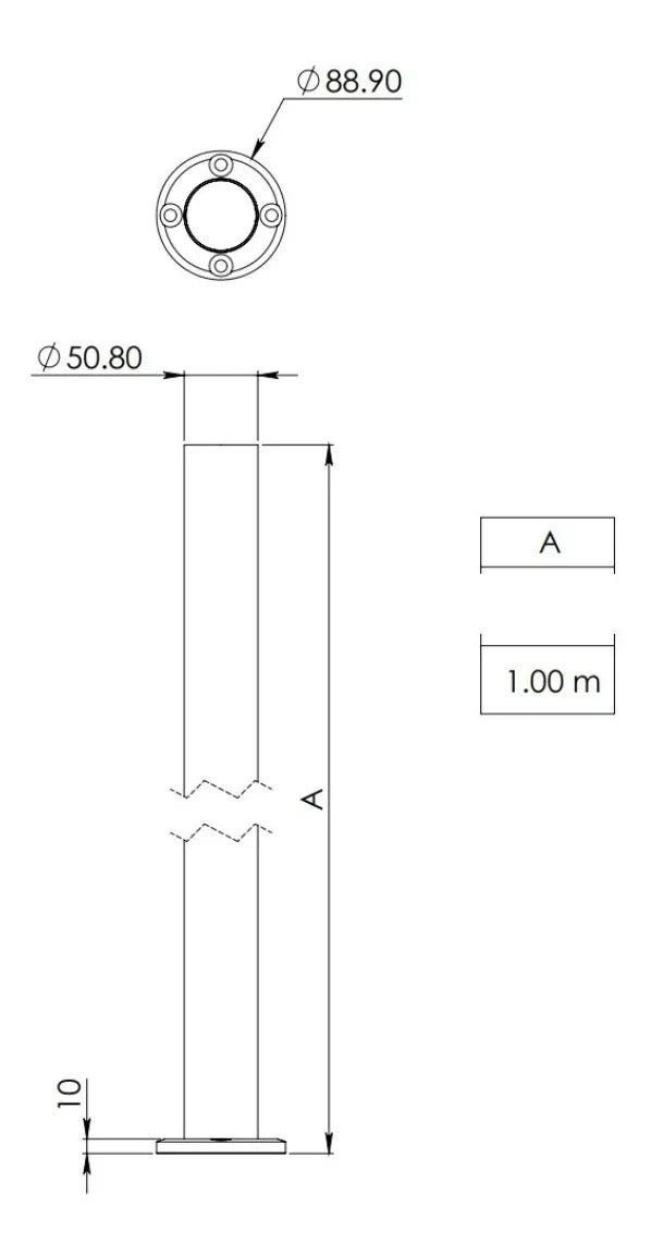 Poste Para Barandal Calibre 18 Acero Inoxidable de 100cm