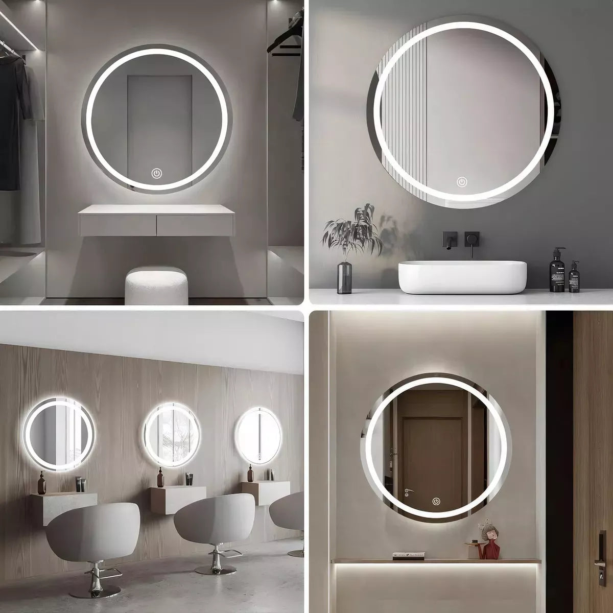Decorative Luxury Circular Mirror With Led Light + Dimmer 80 cm