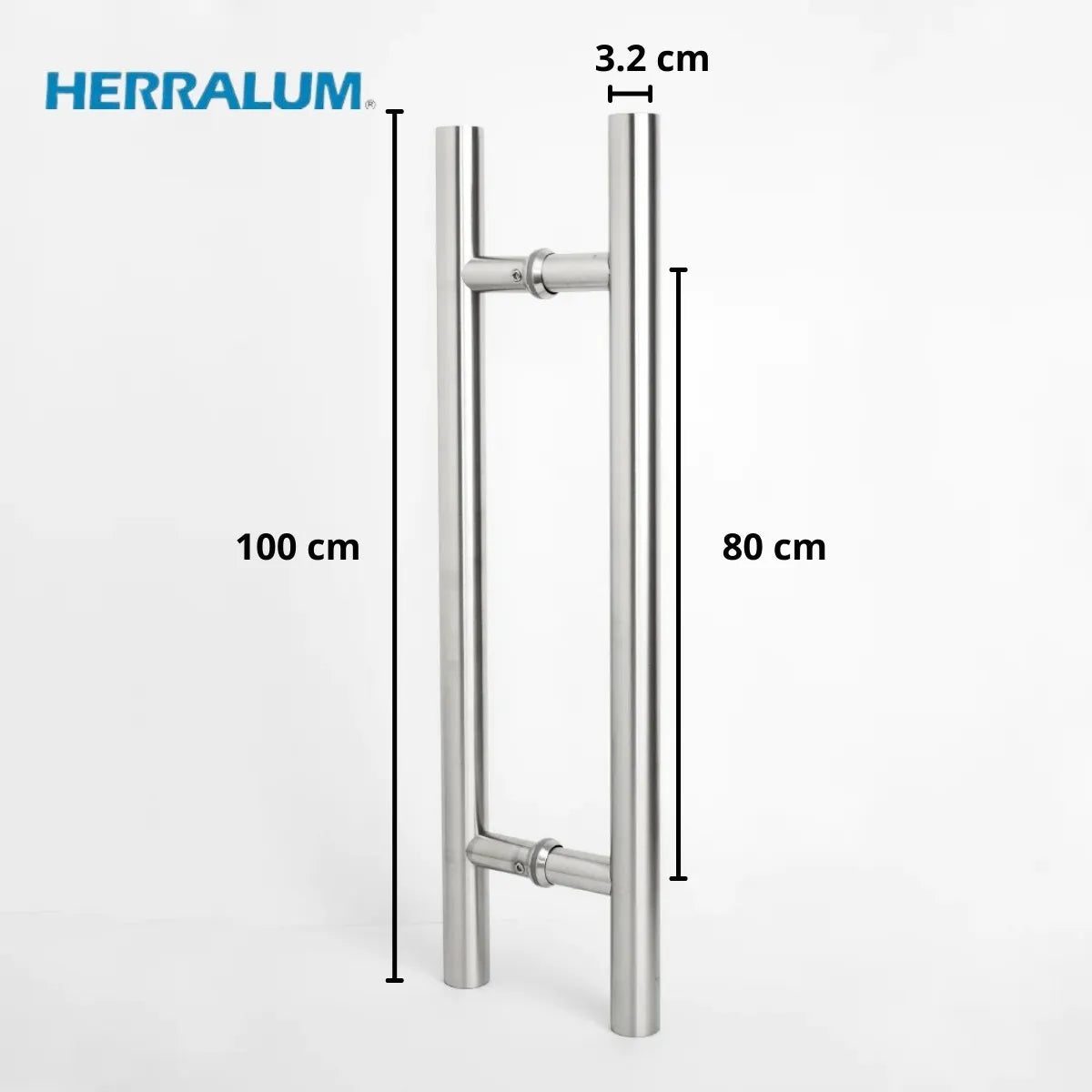 Jaladera tipo H para interior y exterior en tono cromado  Herralum