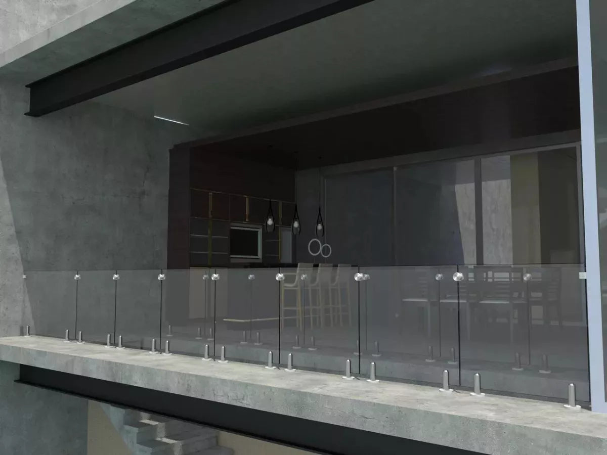 Mini Round Post 17.8cm high for Tempered Glass Railing from 8 to 14mm SKU 1366001SA 