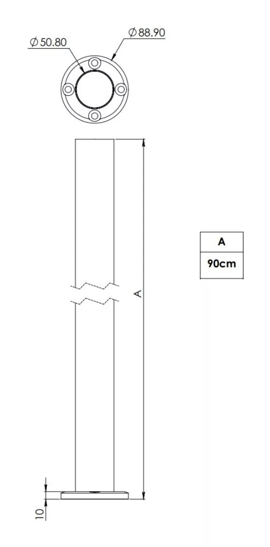 Poste Para Barandal Calibre 18 Acero Inoxidable de 90cm