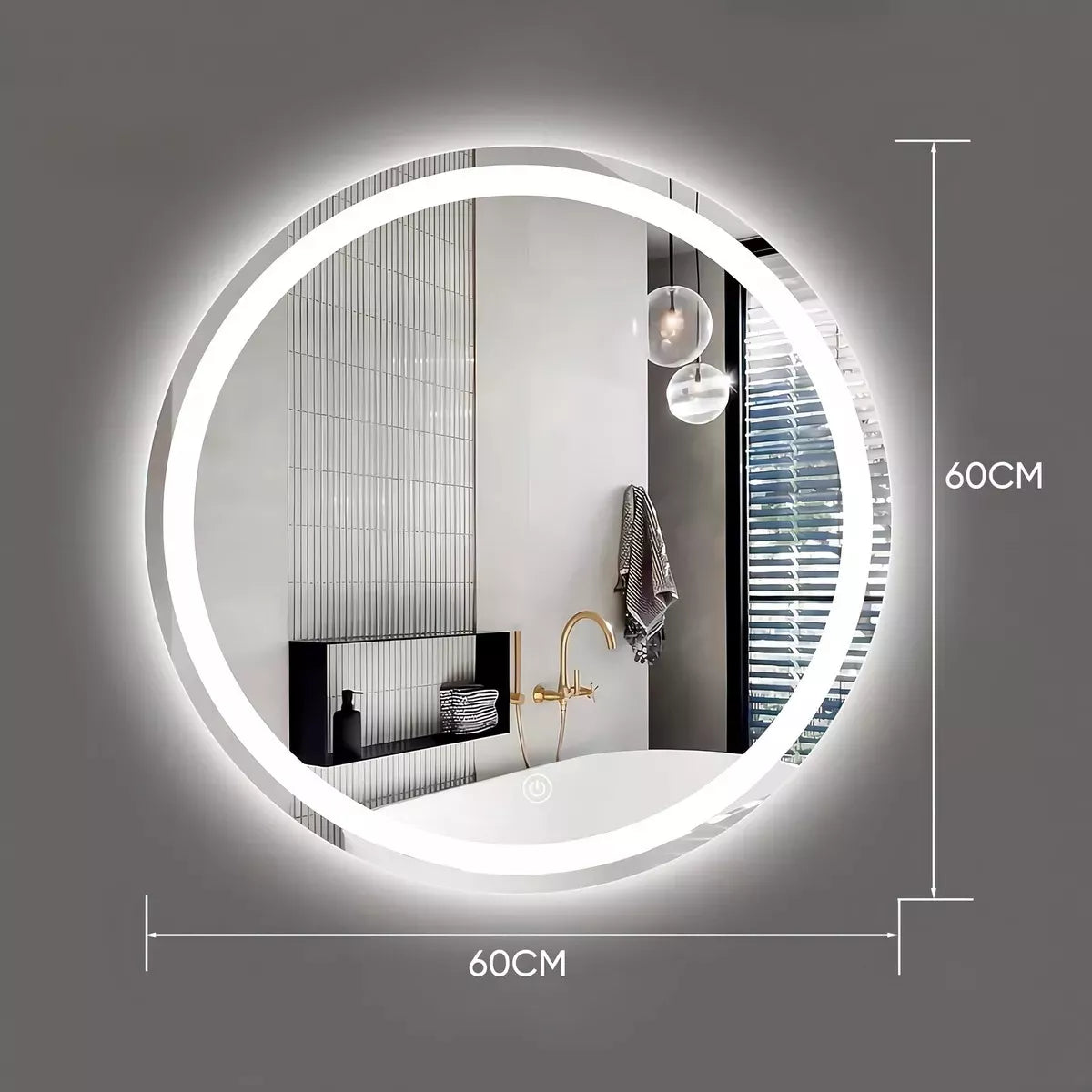 Espejo Circular De lujo Decorativo Con Luz Led + Dimmer 60 cm herrashop