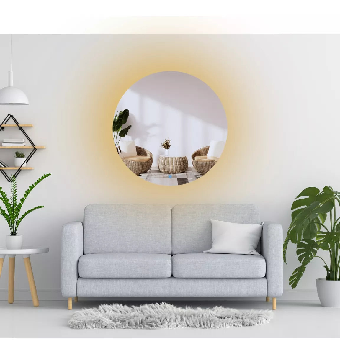 Round mirror with beveled and rear LED lights 70 cm
