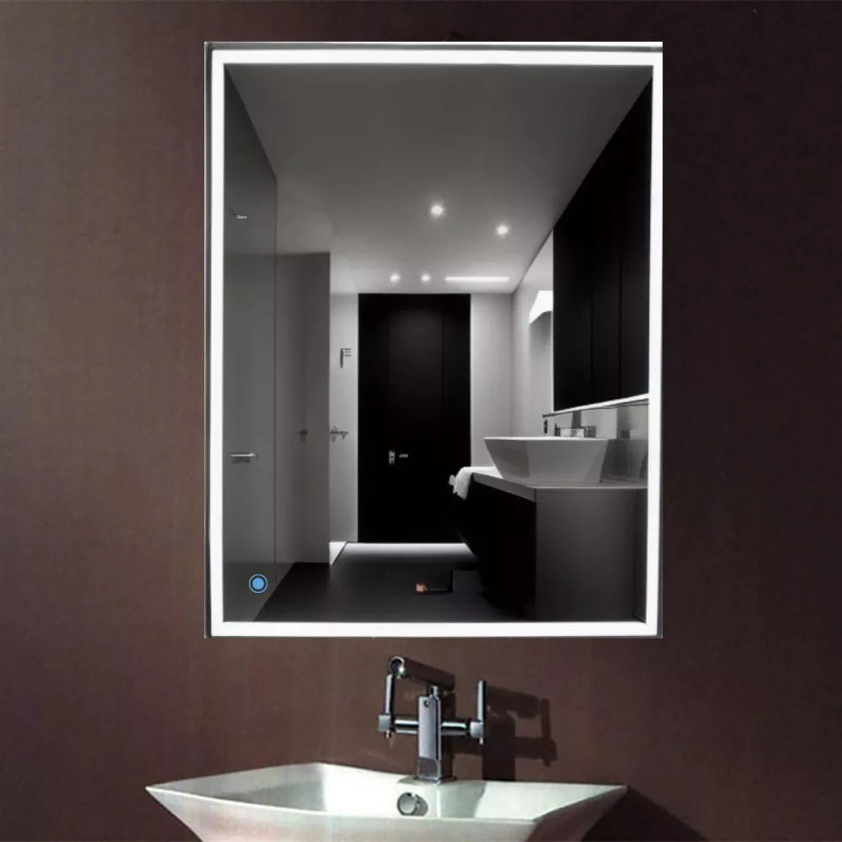 Espejo Rectangular Con Luz Led y Canto Pulido 70X90 cm herrashop