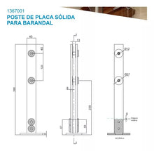 Solid Plate Post for Glass Railing
