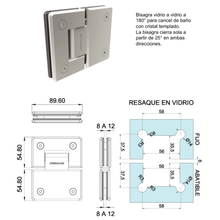 Glass to Glass Hinge at 180° Stainless Steel SKU 1470180 Herralum