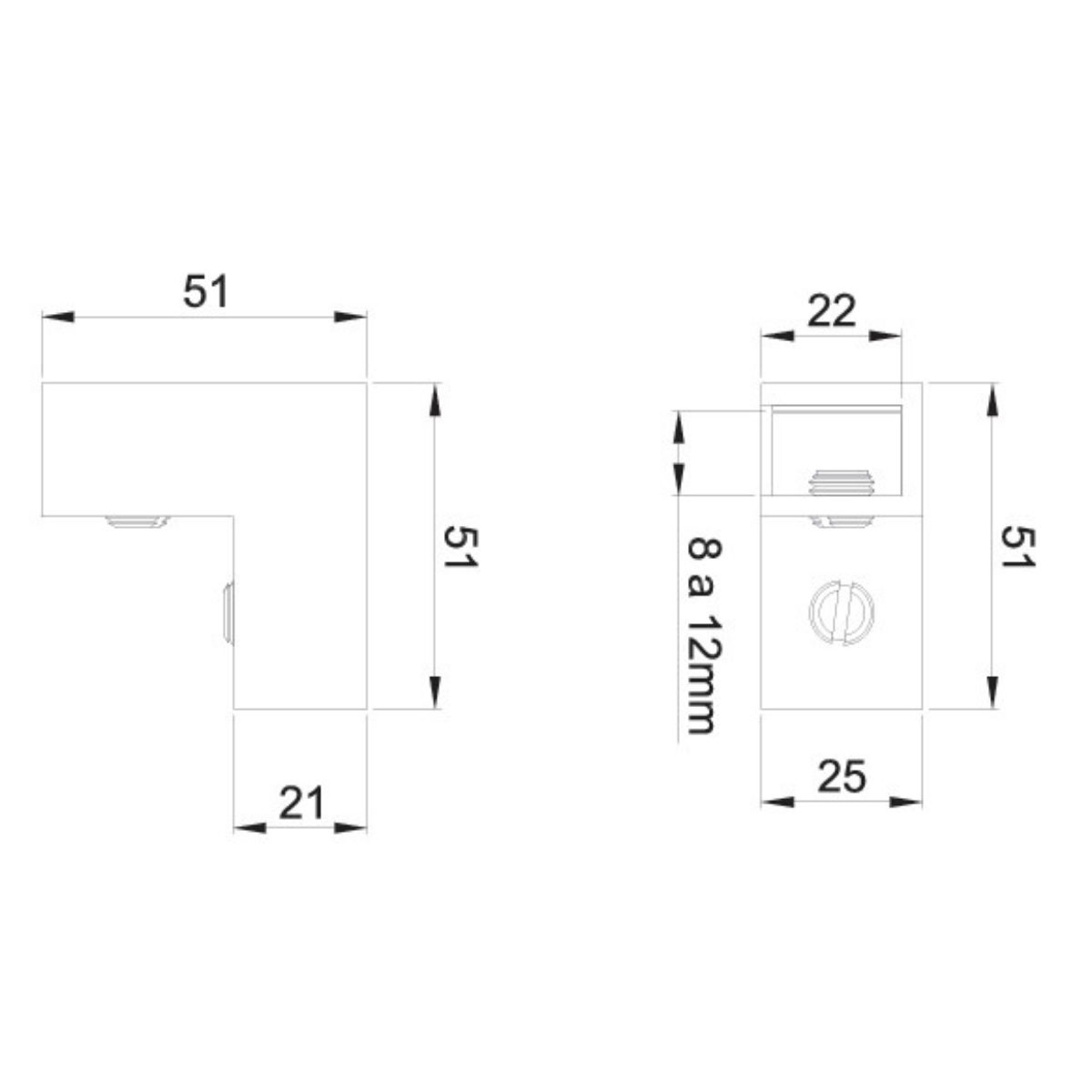 Glass to Glass Angle Connector at 90º SKU 1147
