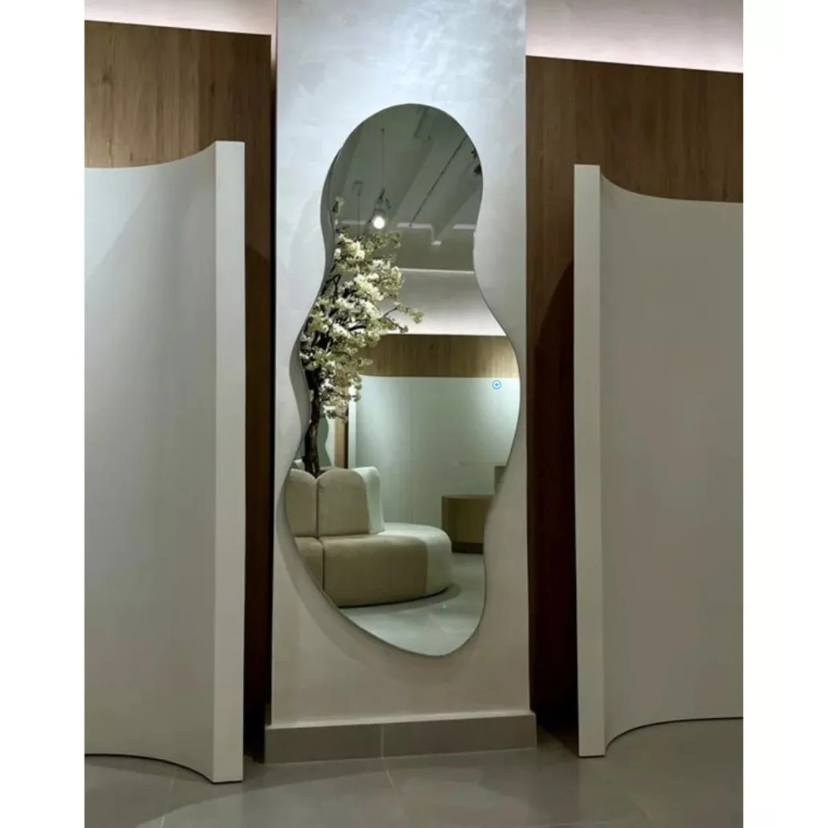 Espejo cuerpo completo con forma 2 tonos de luz azul y blanco 68x150 herrashop
