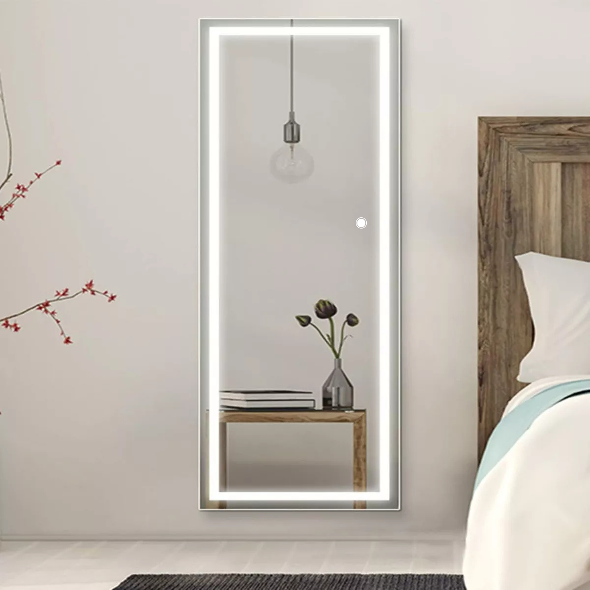 Espejo marco arenado cuerpo completo 3 tonos de luz 150x60 cm herrashop
