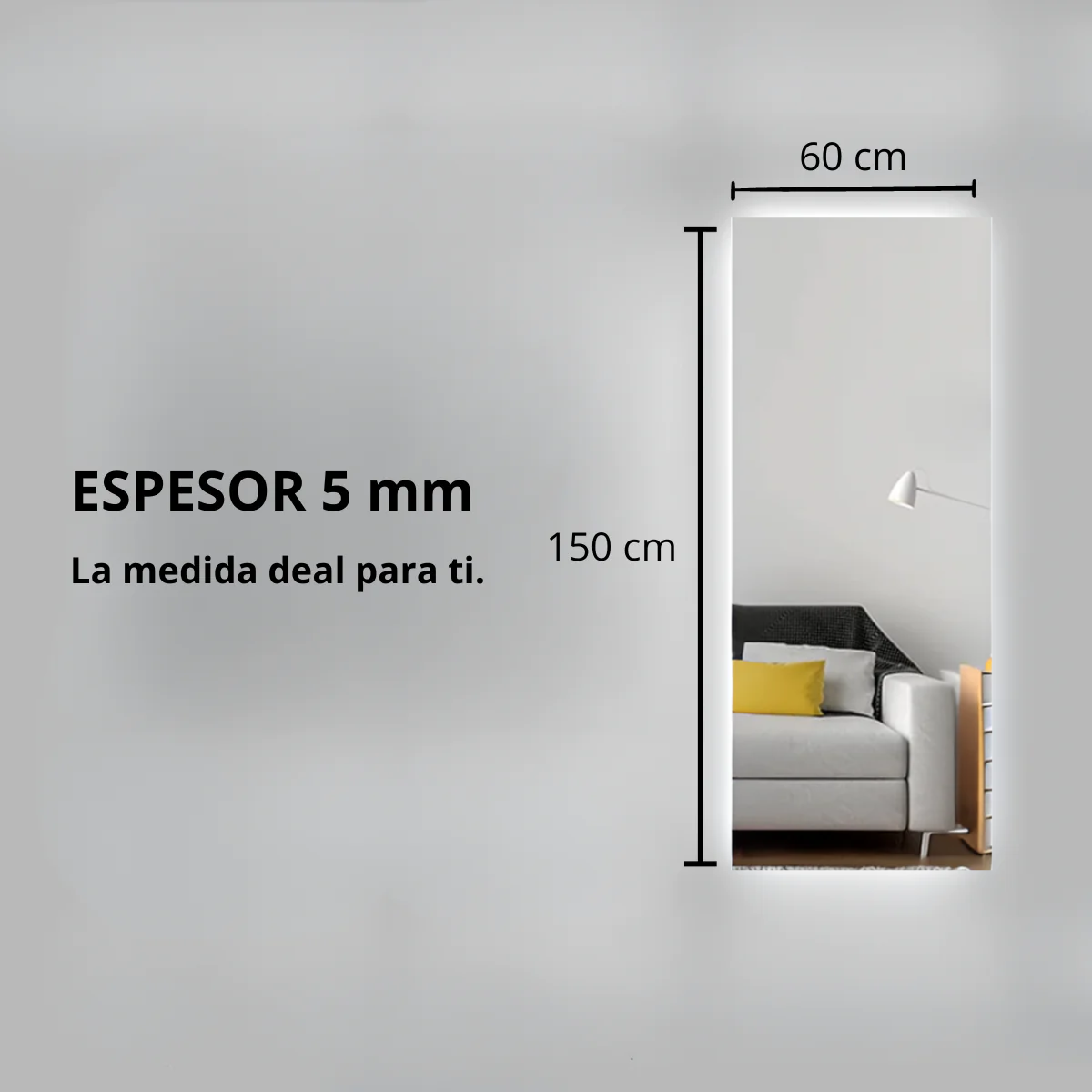 Espejo cuerpo completo luz atrás tipo flotante 2 tonos azul y blanca 150x60 cm herrashop