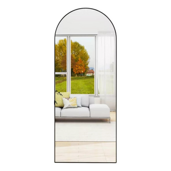 Espejo full body en forma de arco con marco de aluminio color negro 60x150 cm herrashop