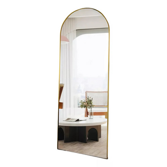 Espejo full body en forma de arco con marco de aluminio color oro 60x150 cm herrashop