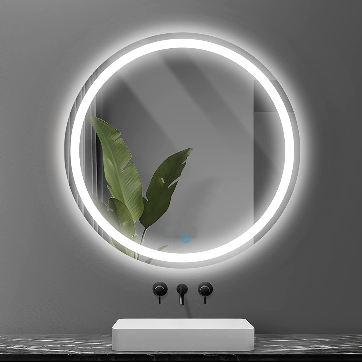 Espejo Circular De lujo Decorativo Con Luz Led + Dimmer 80 cm