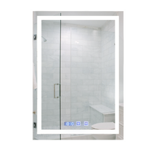 Luxury Rectangular Mirror 50x70 cm With 3 light tones + Anti-fog + Clock + Temperature