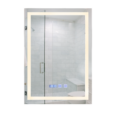 Luxury Rectangular Mirror 50x70 cm With 3 light tones + Anti-fog + Clock + Temperature