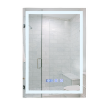 Luxury Rectangular Mirror 50x70 cm With 3 light tones + Anti-fog + Clock + Temperature