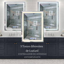 Luxury Rectangular Mirror 70x90 cm With 3 light tones + Anti-fog + Clock + Temperature