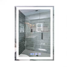 Luxury Rectangular Mirror 70x90 cm With 3 light tones + Anti-fog + Clock + Temperature