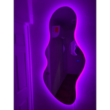 Espejo cuerpo completo con forma 2 tonos de luz rosa y blanco 68x150 herrashop