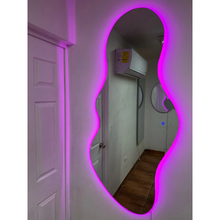 Espejo cuerpo completo con forma 2 tonos de luz rosa y blanco 68x150 herrashop