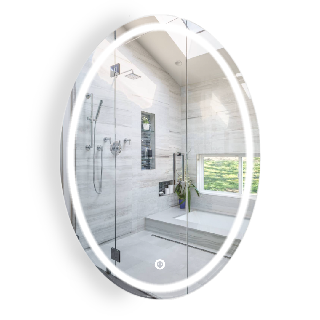 Luxury Oval Mirror With White Led Light 70X90 cm