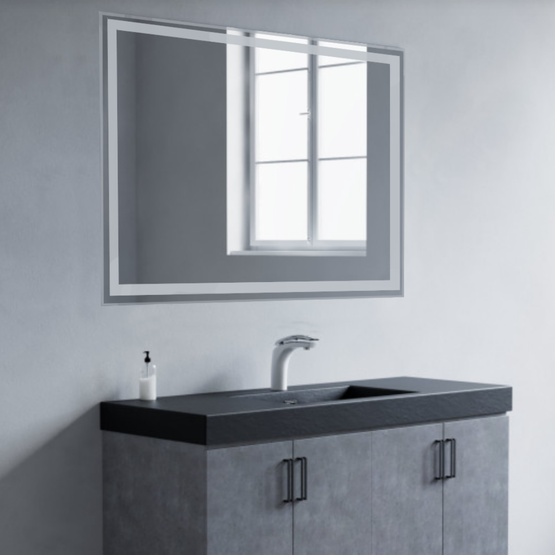 Luxury Rectangular Mirror with Frosted Border Frame 70X90 cm