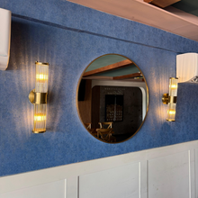 Espejo redondo con marco de aluminio en color oro herrashop