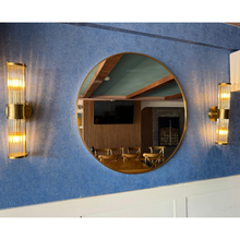 Espejo redondo con marco de aluminio en color oro herrashop