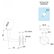 Glass to Handrail Tube Connector for Tempered Glass Railing SKU 1259