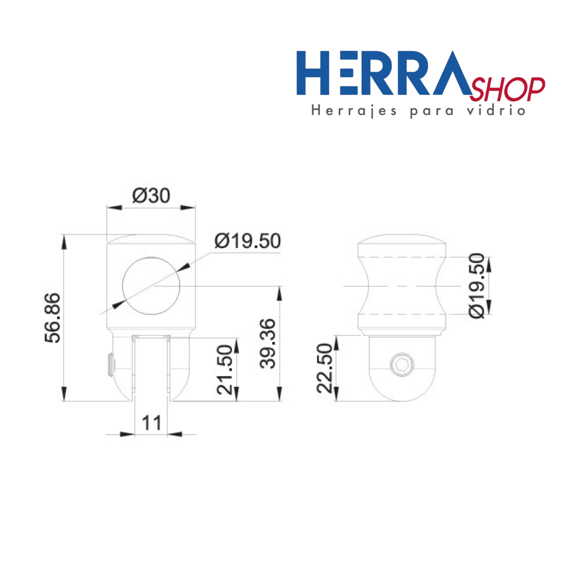 CONECTOR FIJO ABIERTO VIDRIO-TUBO ORO
