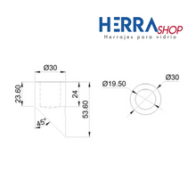 Conector fijo 45° muro tubo Herrashop