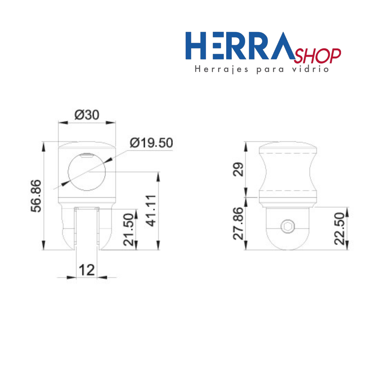 Conector ajustable con atrape vidrio tubo Herrashop