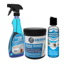 Kit Limpieza Herralum incluye Cristal Klin + Crema Quita Gotas + Repel Glass