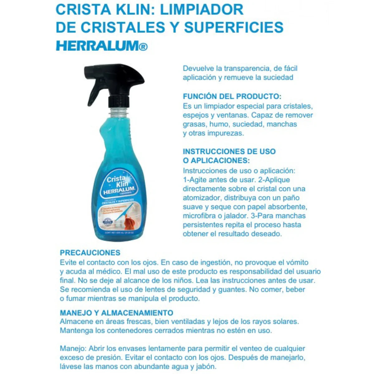 CRISTA KLIN: LIMPIADOR DE CRISTALES Y SUPERFICIES HERRALUM