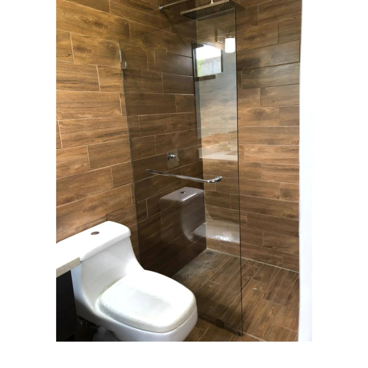 Cancel De Baño Vidrio Fijo Templado Tipo Mampara Con Toallero