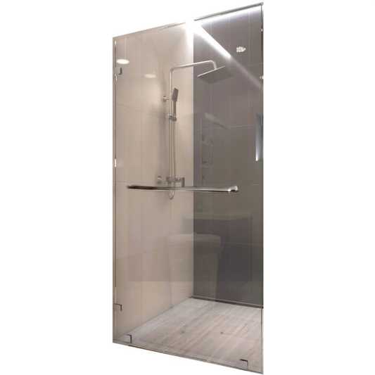Cancel De Baño Vidrio Fijo Templado Tipo Mampara Con Toallero