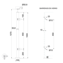 Poste Escuadra Prefabricado Para Barandales de Cristal Templado con Pasamanos Herralum