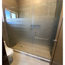 Glass bathroom door handle with towel rail measuring 15cm-45cm